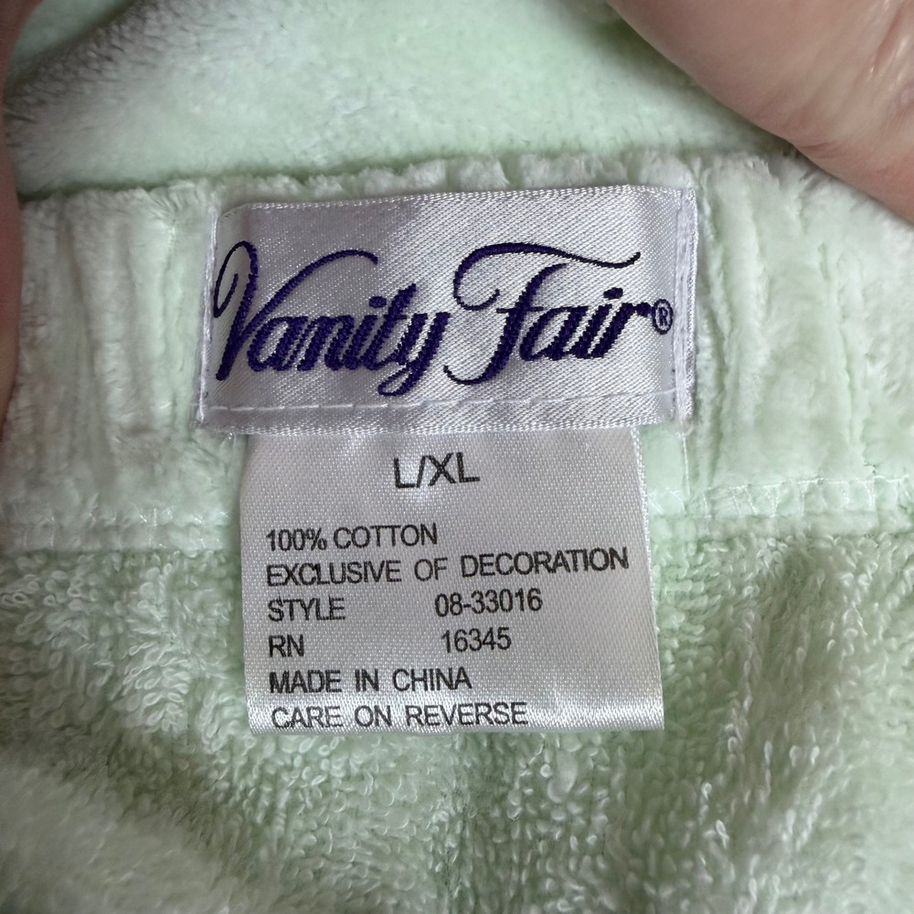 Y2K Vanity Fair Spa Wrap Women L/XL Mint Green Duck Embroidered Scallop - Picture 9 of 11